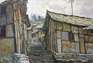 Contemporary Artwork by Huang Dewei - Old Stone Houses in Ganzhuang Village