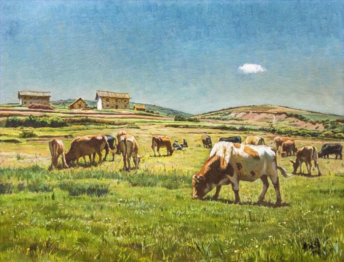 Huang Dewei's Contemporary Oil Painting - Pastoral Song