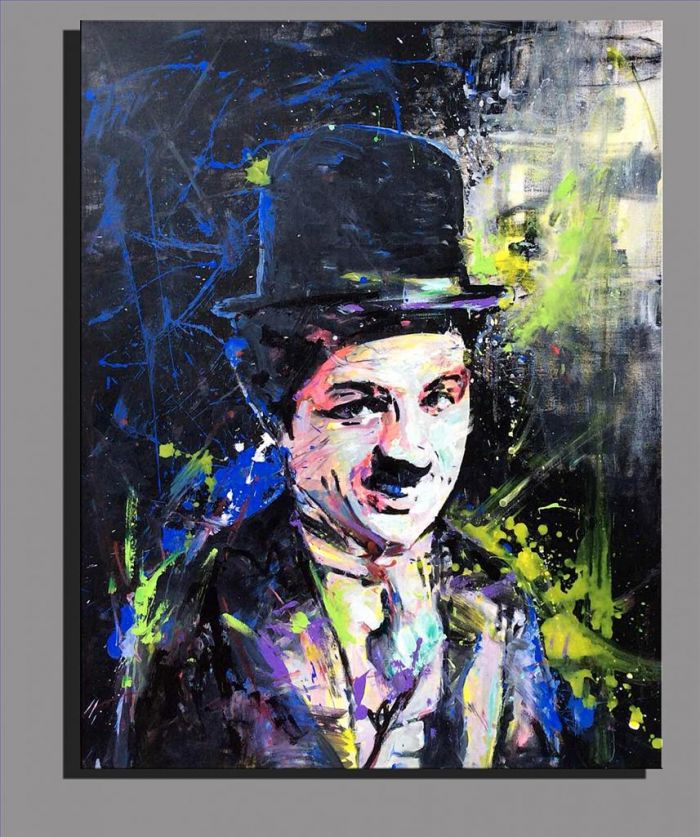 Huang Fengrong's Contemporary Oil Painting - A Portrait of Chaplin