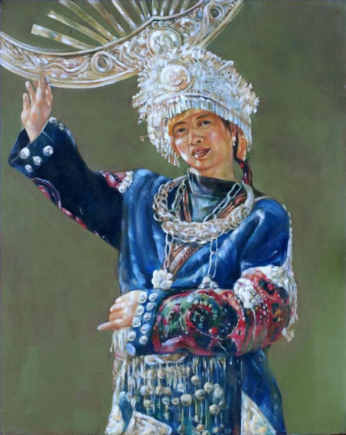 Huang Guanghui's Contemporary Oil Painting - A Girl of Miao Nationality