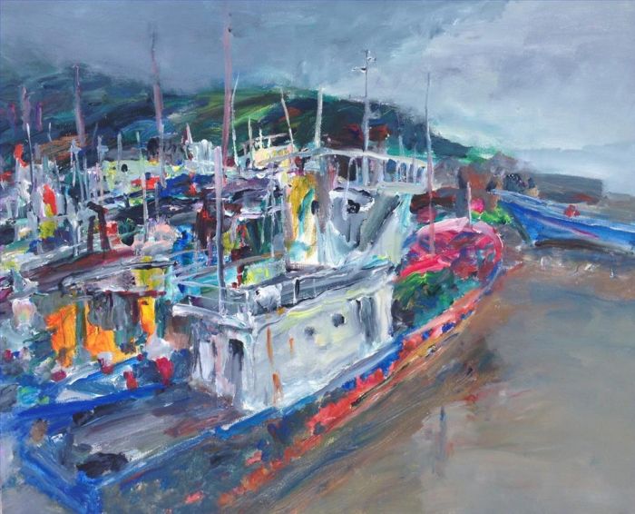 Huang He's Contemporary Oil Painting - Harbor