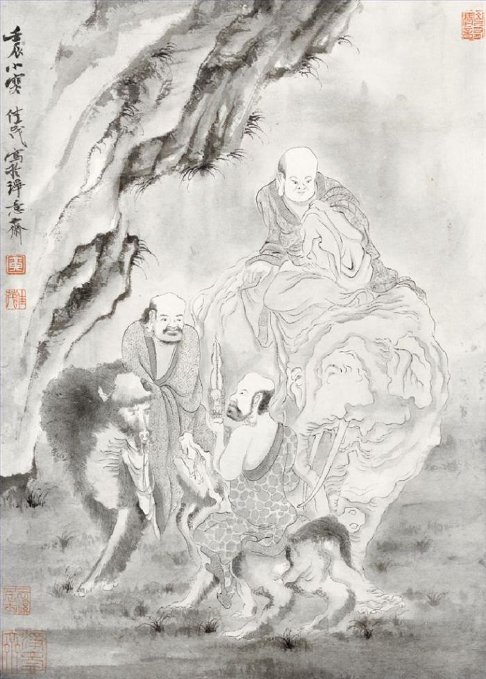 Huang Jiamao's Contemporary Chinese Painting - Arhats