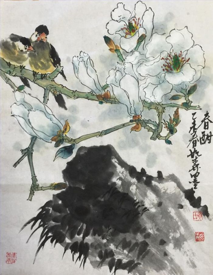 Huang Rusen's Contemporary Various Paintings - Painting of Flowers and Birds in Traditional Chinese Style