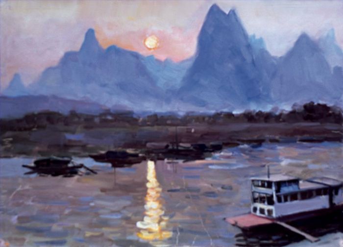 Huang Shaoqiang's Contemporary Oil Painting - Dawn in Lijiang