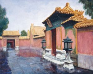After Rainning in The Imperial Palace - Contemporary Oil Painting Art