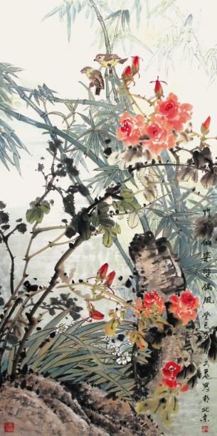 Huang Wenli's Contemporary Chinese Painting - Painting of Flowers and Birds in Traditional Chinese Style