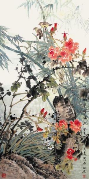 Contemporary Chinese Painting - Painting of Flowers and Birds in Traditional Chinese Style