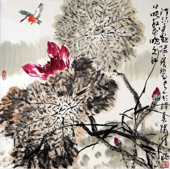 Jia Baomin's Contemporary Chinese Painting - Painting of Flowers and Birds in Traditional Chinese Style