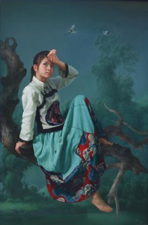 Contemporary Artwork by Jia Hongmin - Crane in A Peaceful Land