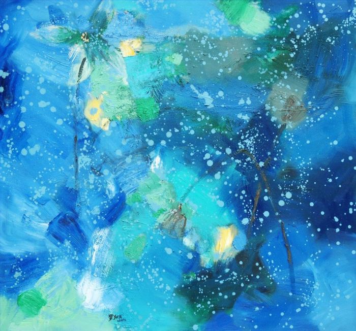 Jia Yuemin's Contemporary Oil Painting - Moonlight Over Lotus Pond