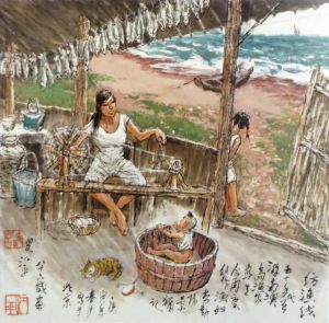 Contemporary Chinese Painting - Spin Fishing Wire