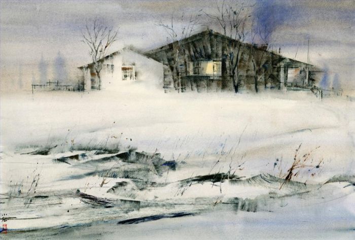 Jiang Xiaosong's Contemporary Oil Painting - Blizzard Dusk 
