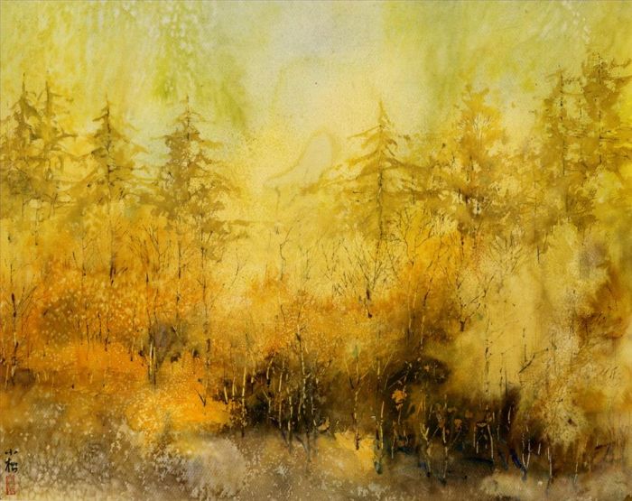 Jiang Xiaosong's Contemporary Oil Painting - Golden Autumn