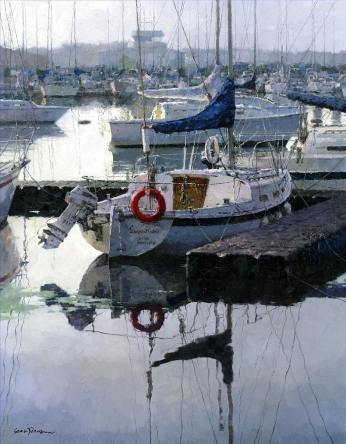 Jiang Xiaosong's Contemporary Oil Painting - Quiet Berth