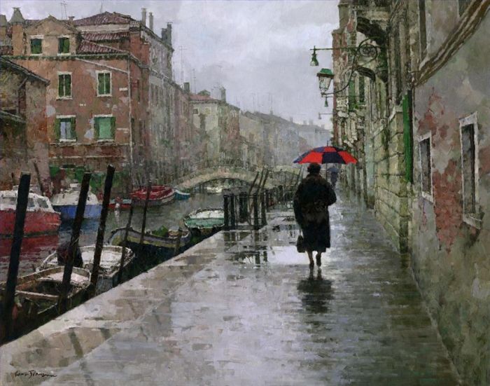 Jiang Xiaosong's Contemporary Oil Painting - Rainy Day