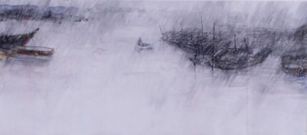 Yuan Jinta's Contemporary Chinese Painting - A Rainy Day in Guandu