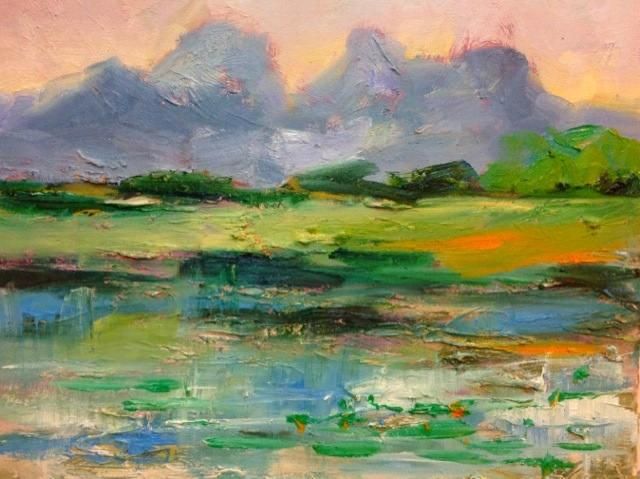 Lan Yumei's Contemporary Oil Painting - The Adjoining Mountains and Rivers