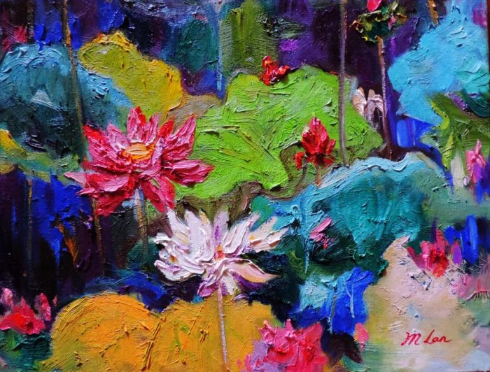 Lan Yumei's Contemporary Oil Painting - The Charm of Lotus