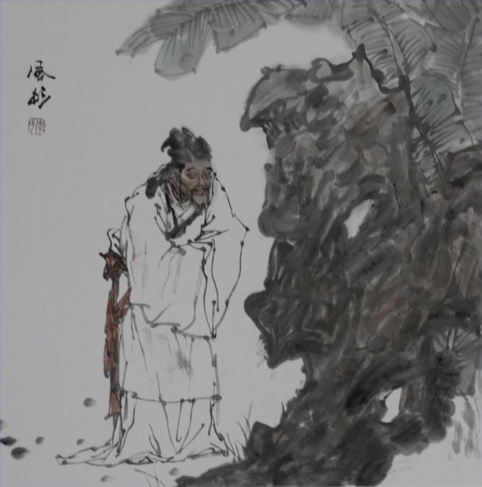 Li Fengshan's Contemporary Chinese Painting - Worship The Stone