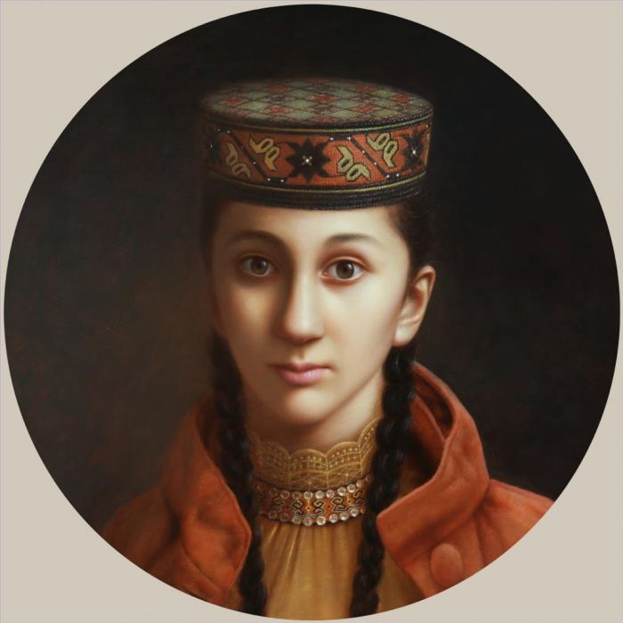 Li Huaqi's Contemporary Oil Painting - The Bridesmaid of Tajik
