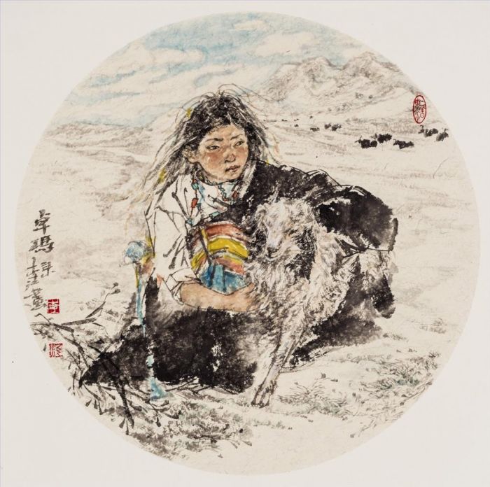 Li Jiang's Contemporary Chinese Painting - Tibetan Figure Droma