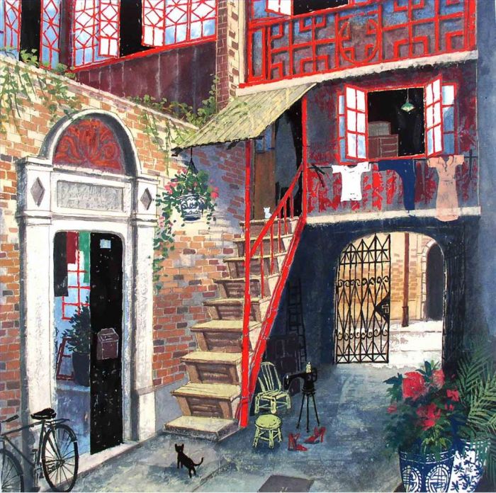 Li Shoubai's Contemporary Chinese Painting - An Old Building 2