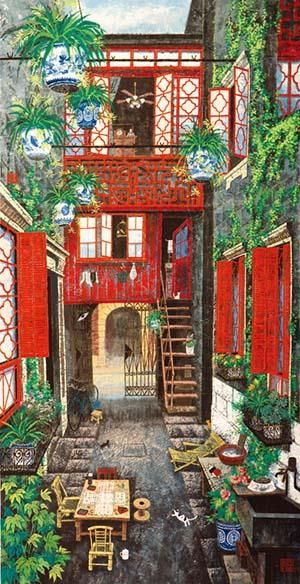 Li Shoubai's Contemporary Chinese Painting - An Old Building