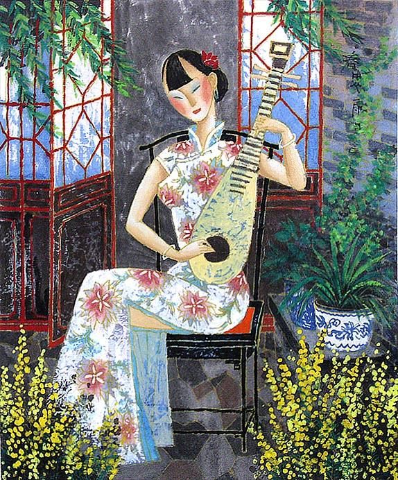 Li Shoubai's Contemporary Chinese Painting - Longing For Lovein Spring