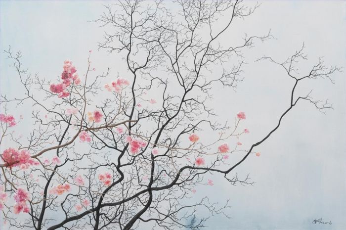 Lian Xueming's Contemporary Oil Painting - Branch in February