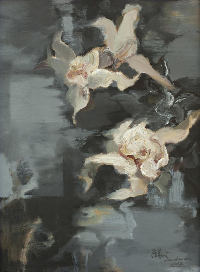 Liao Zhenwu's Contemporary Oil Painting - The Flower of Evil