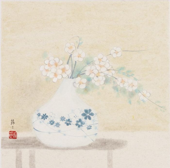 Liu Feifei's Contemporary Chinese Painting - Flower and Porcelain