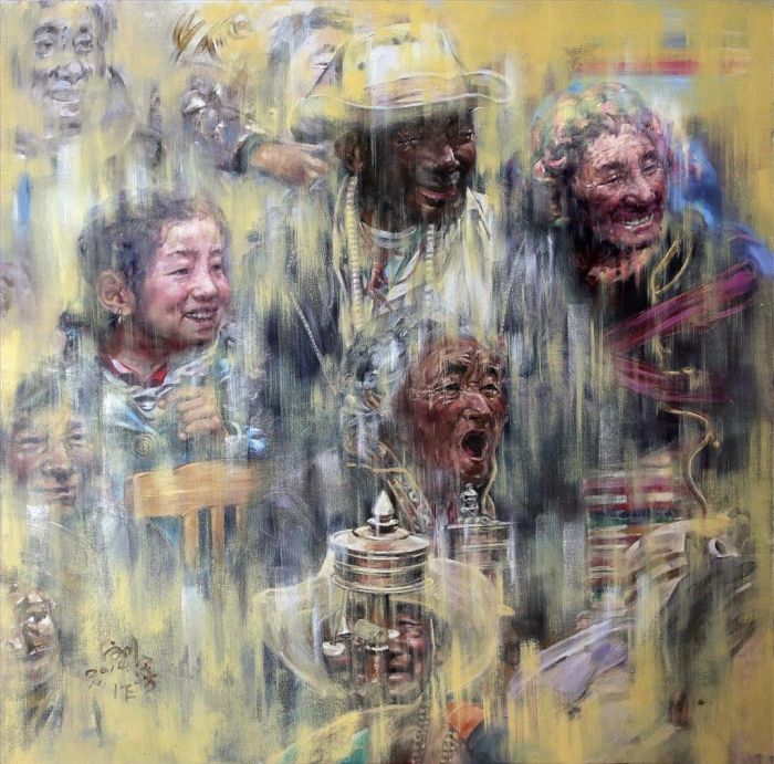 Liu Jiafang's Contemporary Oil Painting - Happy Moment