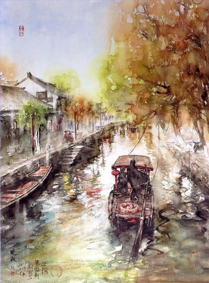 Liu Jiafang's Contemporary Various Paintings - Late Autumn Zhujiajiao Shanghai