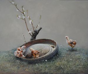 Contemporary Oil Painting - Peach Garden