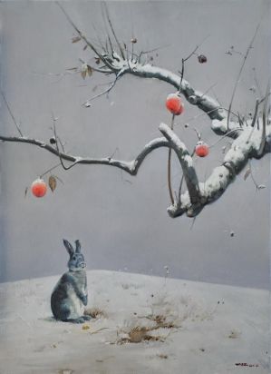 Contemporary Artwork by Liu Shijiang - Remaining Red and Snow