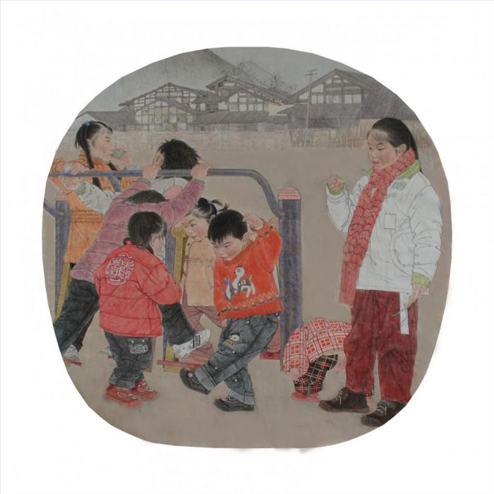Liu Shuangxi's Contemporary Chinese Painting - Stone Scissor Cloth