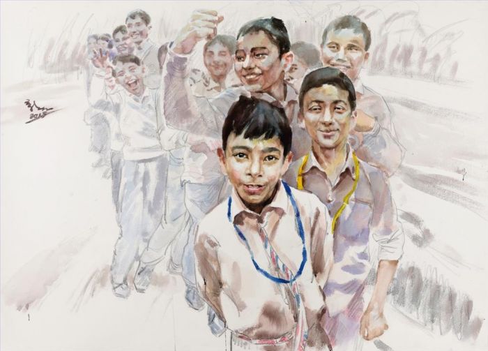 Liu Xinsheng's Contemporary Various Paintings - Indian Boy