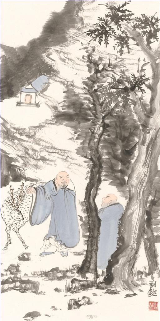 Liu Yi's Contemporary Chinese Painting - Hermits in The Forest