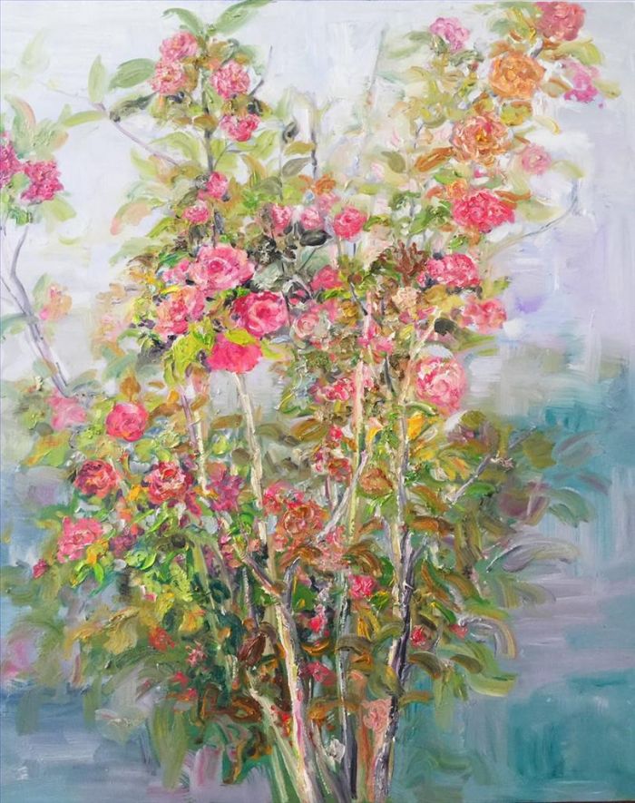 Lu Lixia's Contemporary Oil Painting - Red Flowers