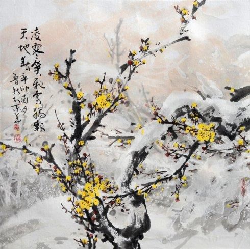 Lu Qiu's Contemporary Chinese Painting - Bloom With The Blowing Snow