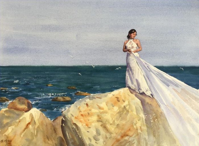 Lu Xiaohan's Contemporary Chinese Painting - A Bride on The Cape
