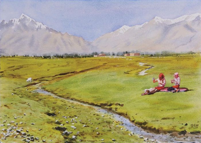 Lu Xiaohan's Contemporary Chinese Painting - At Noon in Pamir Highland