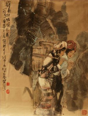 Contemporary Chinese Painting - Lingnan Women Drawing Water