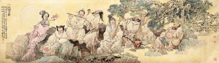 Meng Yingsheng's Contemporary Chinese Painting - The Eight Immortals in The Legend