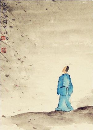 Contemporary Artwork by Ning Rui - Standing and Watching The Drifting Flowers Alone