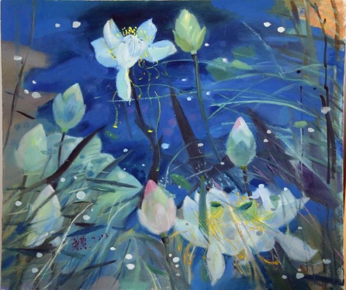 Niu Yansu's Contemporary Oil Painting - Lotus