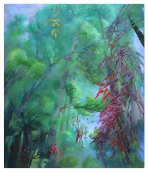 Niu Yansu's Contemporary Oil Painting - Tree Bamboo