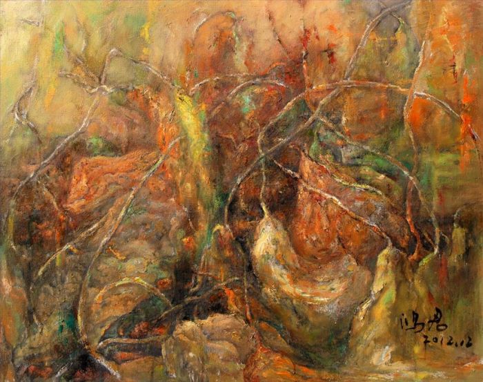 Pang Hongjun's Contemporary Oil Painting - Lotus Pond