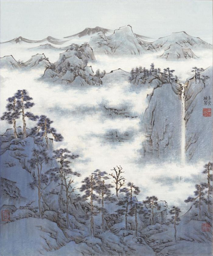 Pu Jun's Contemporary Chinese Painting - Winter Cloud and Green Trees