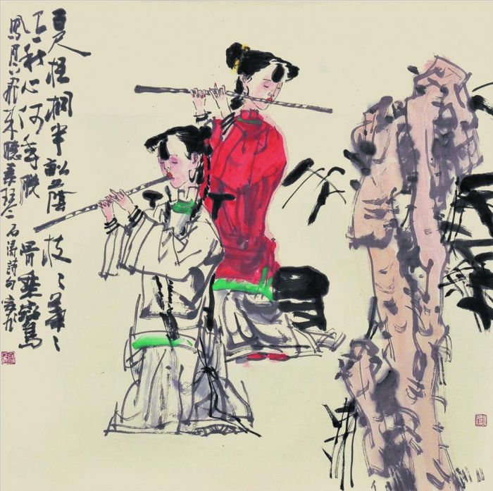 Qian Zongfei's Contemporary Chinese Painting - Beautiful Music of Xiao